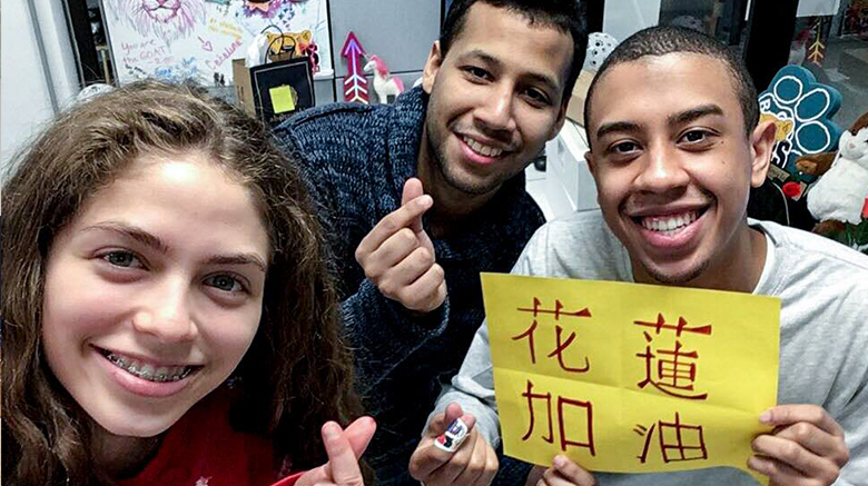 SJC Brooklyn students raising awareness about Taiwan earthquake relief efforts.