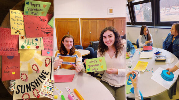 SJC Long Island students make Valentine's Day cards for local children.